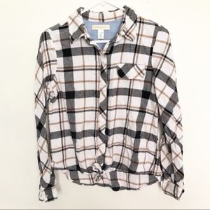 CRB | plaid button down tie front flannel